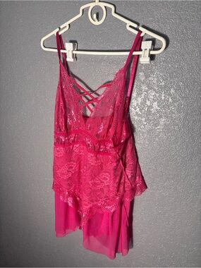 Hot Pink Lace Chemise Nightdress - Women Intimates & Sleepwear